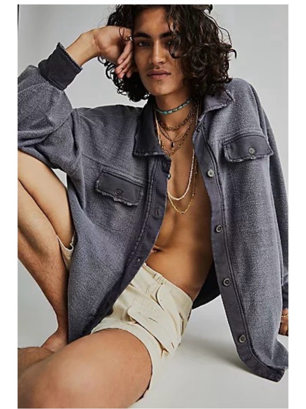Free People Gray Ruby Distressed Jacket/ Shacket